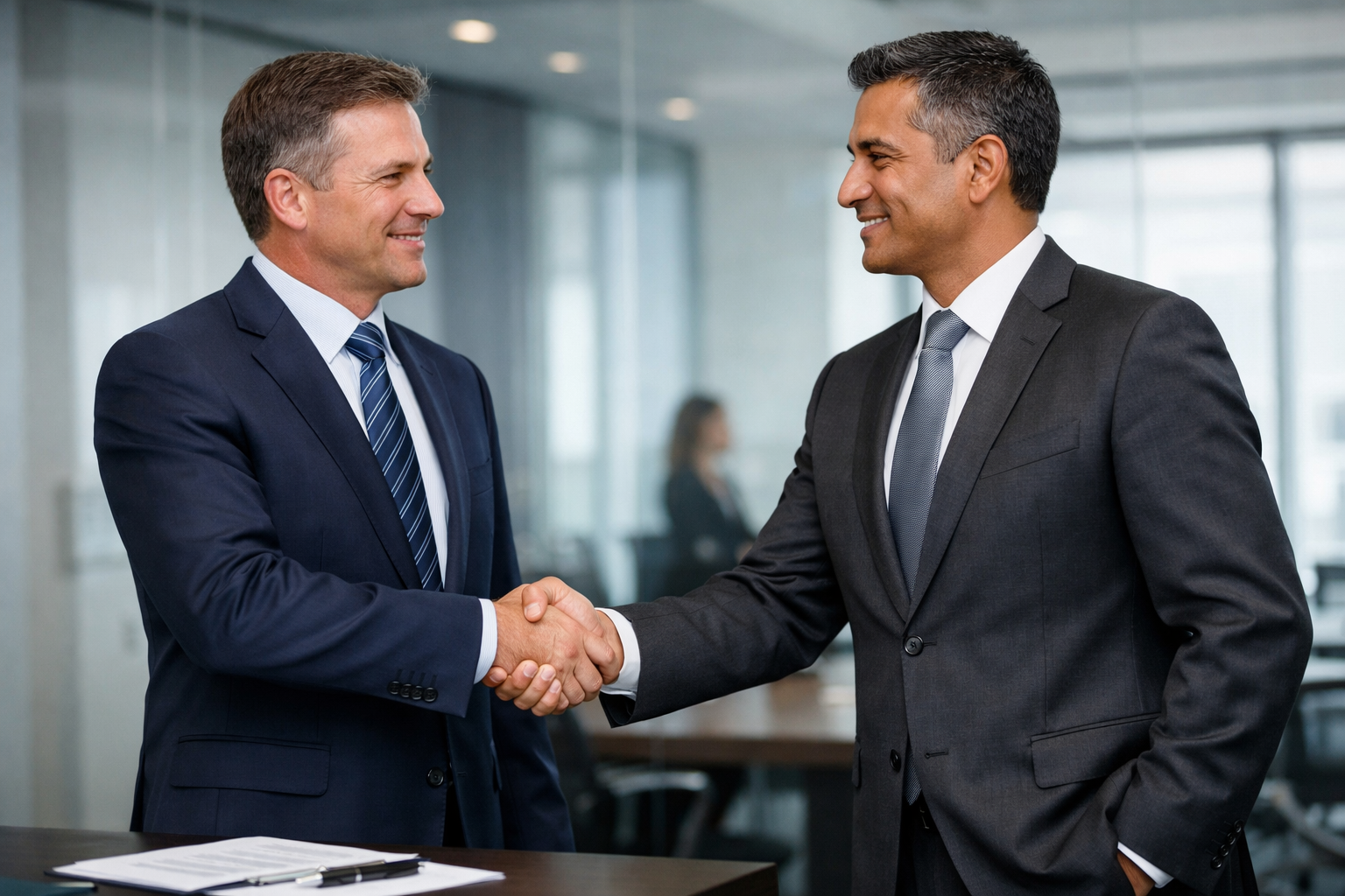Business partnership handshake